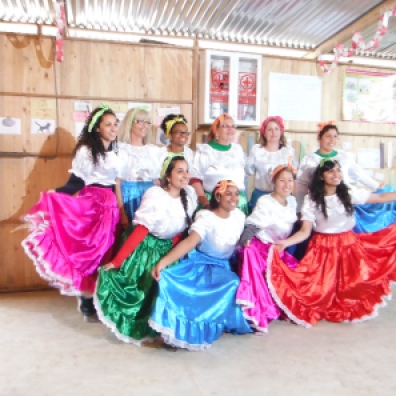 Peru D Participants dressed up in traditional Peruvian clothing to celebrate Peruvian Independence Day with the community of Hijos de 28 de julio