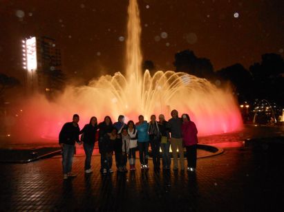 July participants pose for a photo at the Magic Water Circuit in Lima
